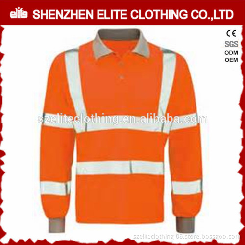 Long Sleeves Orange Reflective Cotton Work Clothes Polo Shirts